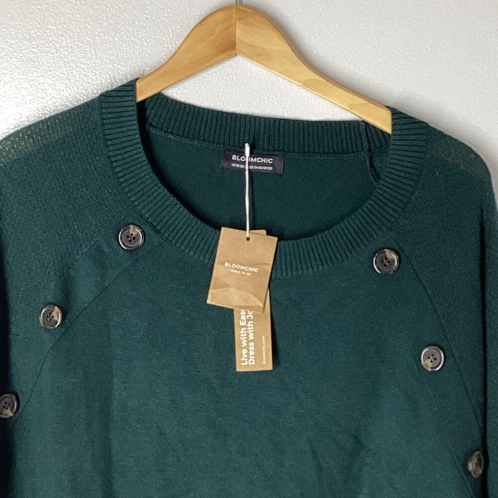 BLOOMCHIC Women Green Long Pullover Sweater Size 18-20